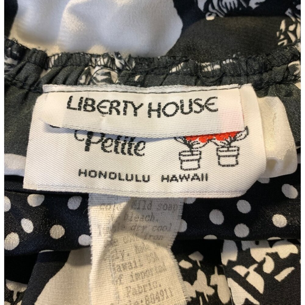 Liberty House Vintage Women Medium Petite Dress Floral Muumuu Black Lace Polka D - Picture 6 of 6